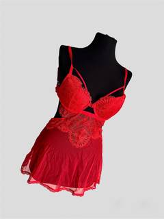 Красное ночное белье пеньюар Wacoal со стрингами