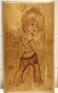 Панно деревянное декоративное - мальчик.