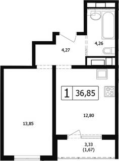 1-к квартира, 35 м², 4/24 эт.