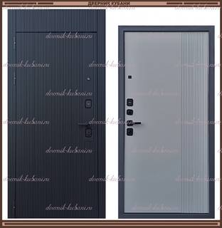 Входная дверь СЛИМ Чёрный софт / Светло-серый 