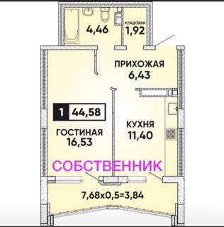 1-к квартира, 45 м², 7/24 эт.