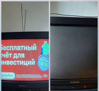 Телевизор sony trinitron 21" и hitachi 21"