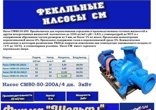 Фекальный насос см 80-50-200А/4 с дв 3 квт