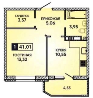 1-к квартира, 41 м², 22/22 эт.